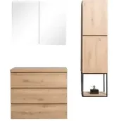 AquaVive - Praxis Eigen Merk Aquazuro Wastafelonderkast Napoli 90cm - Scandinavisch Eiken Gemelamineerd - Met 3 Lades, foto 2
