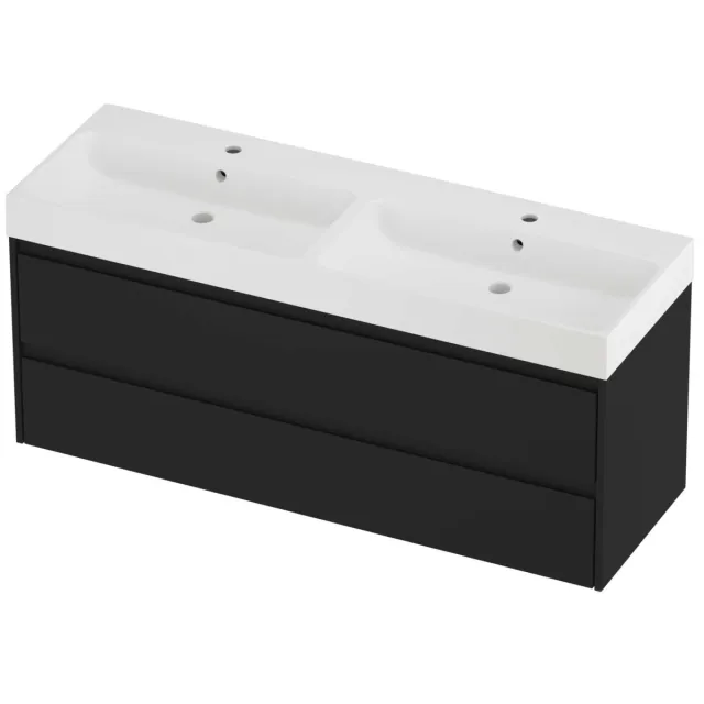 Proline Podium Badmeubelset Polystone Loft Dubbel 140x46x62 cm Mat White Mat Zwart