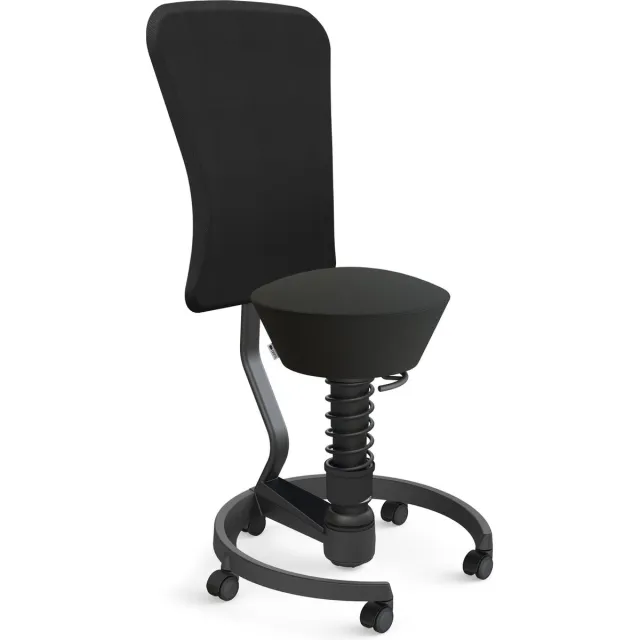 AERIS SWOPPER Ergonomische bureaustoel zwart-kunstleer - zachte wielen - met rugleuning zachte wielen zwart