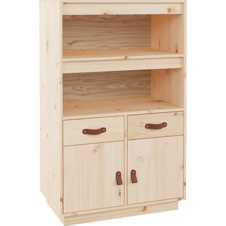 vidaXL Hoge kast 67x40x108,5 cm massief grenenhout bruin