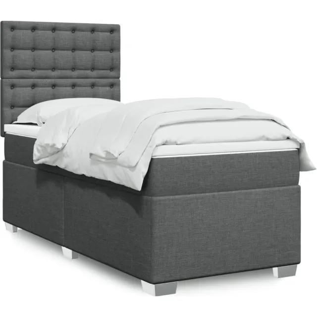 vidaXL Boxspring met matras stof donkergrijs 90x190 cm grijs