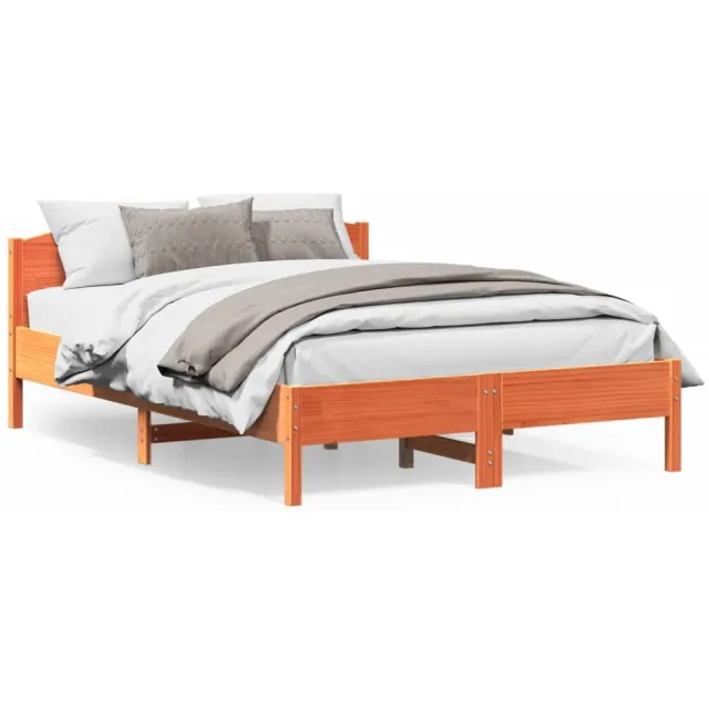 vidaXL Bedframe zonder matras massief grenenhout wasbruin 140x200 cm