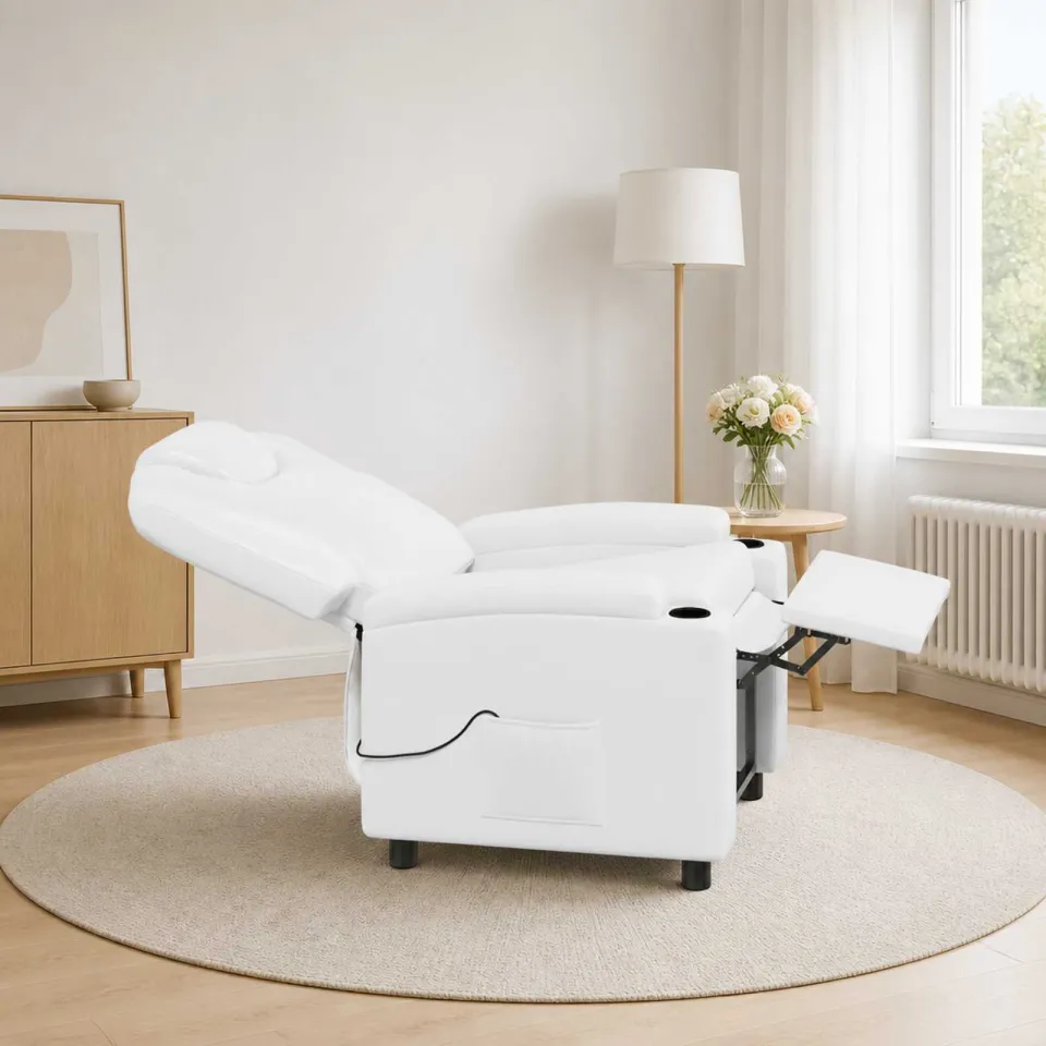 vidaXL Massage-relaxstoel Wit 75 x 95 x 106 cm Stof, foto 4