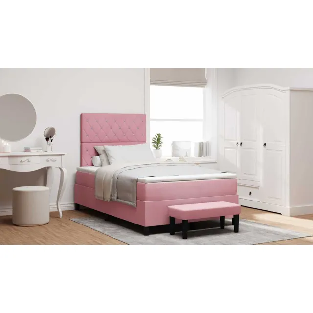 vidaXL Boxspring bed met hoofdeinde Roze 200 x 120 cm Fluweel