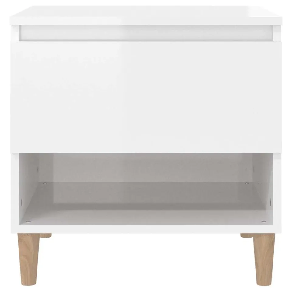 vidaXL Nachtkastjes 2 st 50x46x50 cm bewerkt hout hoogglans wit, foto 3