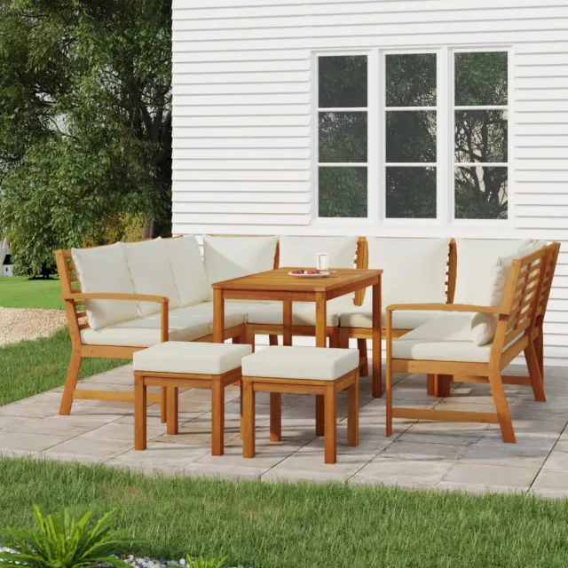 vidaXL 9-delige Tuinset met kussens massief acaciahout bruin, foto 2