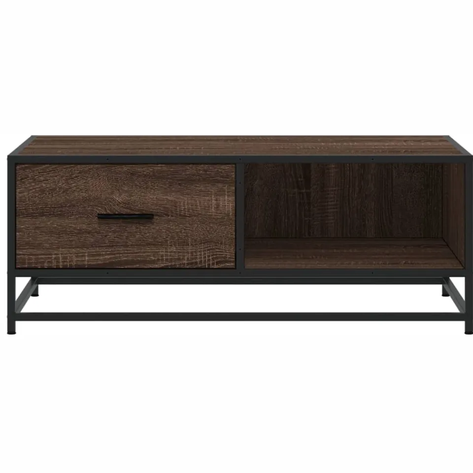 vidaXL Salontafel 90x57x35 cm bewerkt hout en metaal bruin eikenkleur, foto 4