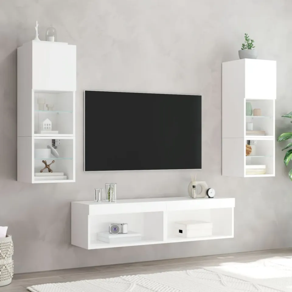 vidaXL Tv-meubel met LED-verlichting 60x30x30 cm wit, foto 4