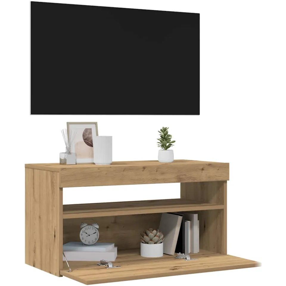 vidaXL Tv-meubel met LED 75x35x40 cm bewerkt hout artisanaal eiken Bruin