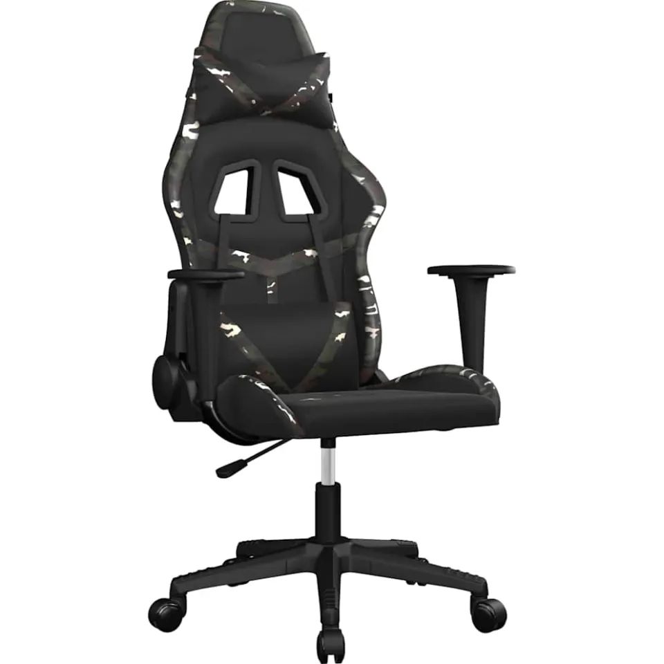vidaXL Massage gamestoel kunstleer zwart en camouflage, foto 3