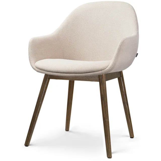 Nolon Nio-Mae eetkamerstoel beige - walnoot houten onderstel
