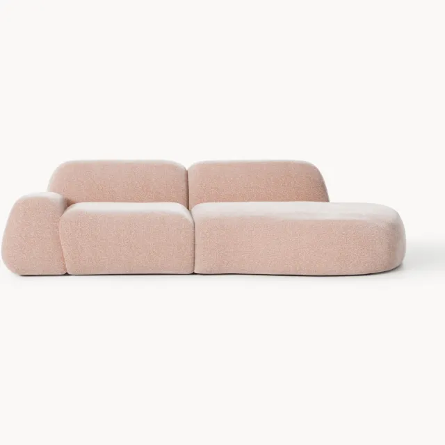 Westwing Collection Modulaire teddy chaise longue Wolke (3-zits) Roze