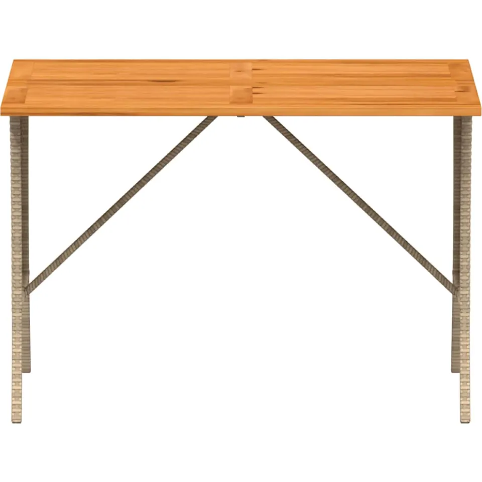 vidaXL Tuintafel met acaciahouten blad 105x75x72 cm poly rattan beige, foto 4