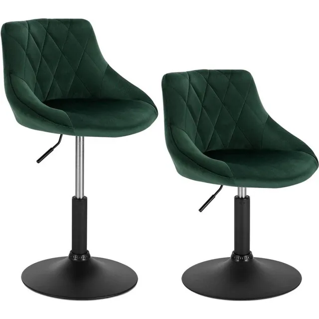 Bolt Edge Barkruk - Industrial - Donkergroen - Velvet - Verstelbaar - Met rugleuning - Set van 2