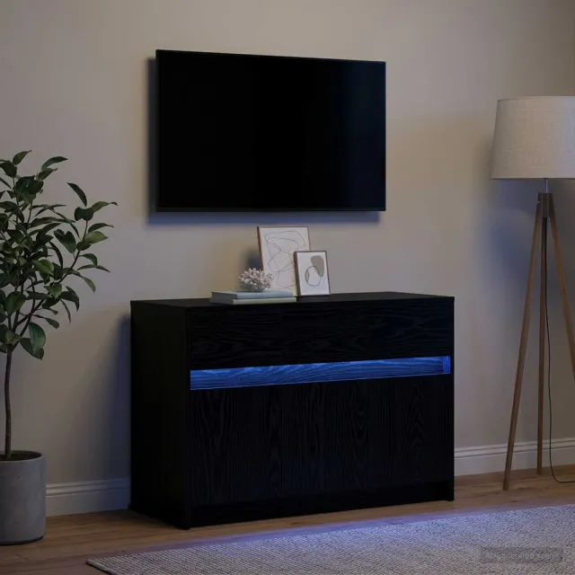 vidaXL TV-kast 91 x 34 x 61 cm Zwart eiken Bewerkt hout, foto 2