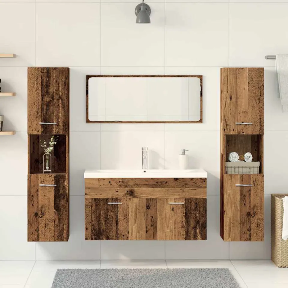 vidaXL 5-delige Badkamermeubelset bewerkt hout oud houtkleurig bruin, foto 2