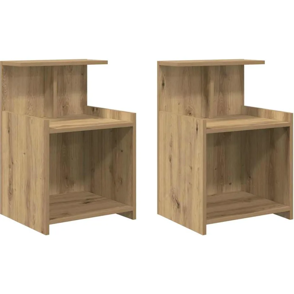 vidaXL Nachtkastje 2 st Artisan Eiken 40 x 35 x 60 cm Bewerkt hout, foto 3