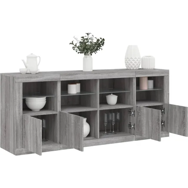 vidaXL Dressoir met LED-verlichting 163x37x67 cm grijs sonoma eiken, foto 2