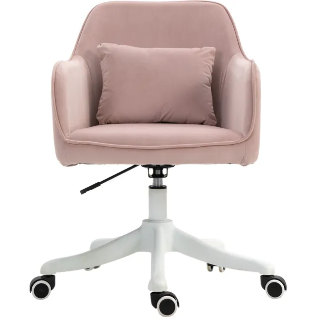Clruro Bureaustoel - 57x70x78-86 cm - Vibratiemassage - Verstelbaar - Fluweellook - Roze Clruro