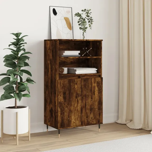 vidaXL Hoge kast 60x36x110 cm bewerkt hout gerookt eikenkleurig Bruin