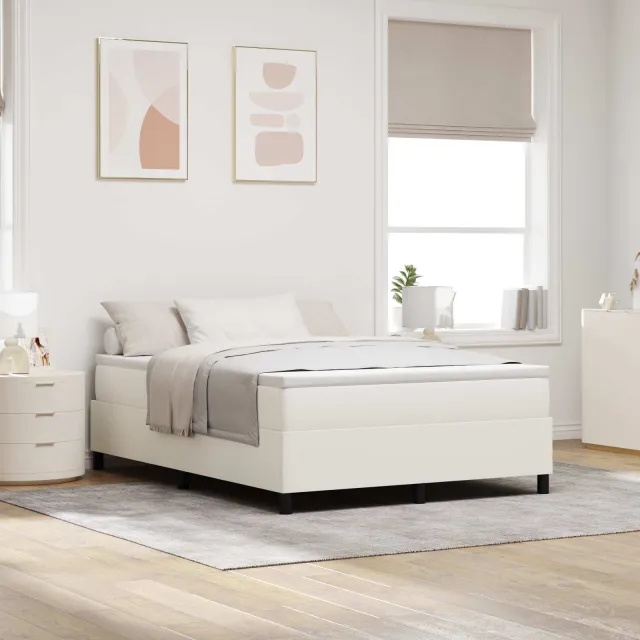 vidaXL Platform bedframe Crème 140 x 200 cm Katoen Stof