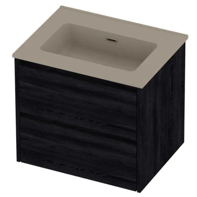 Proline Tribute Badmeubelset Porselein Elegant 60x46x54 cm Mat Crème Cotton Black Oak Eiken