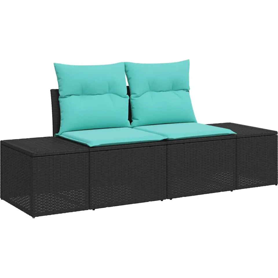 vidaXL Tuin Sofa Set 8 st Zwart en Turquoise poly rattan