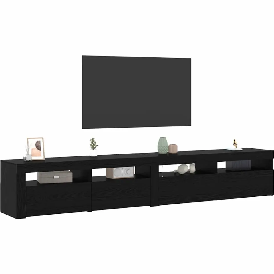 vidaXL TV-kast 2 st Zwart Eiken Bewerkt hout