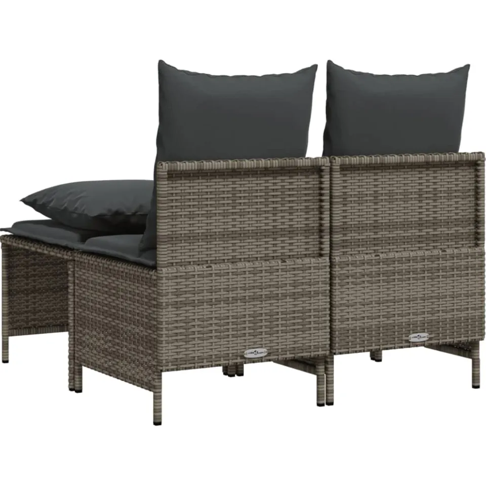 vidaXL 4-delige Loungeset met kussens poly rattan grijs, foto 4
