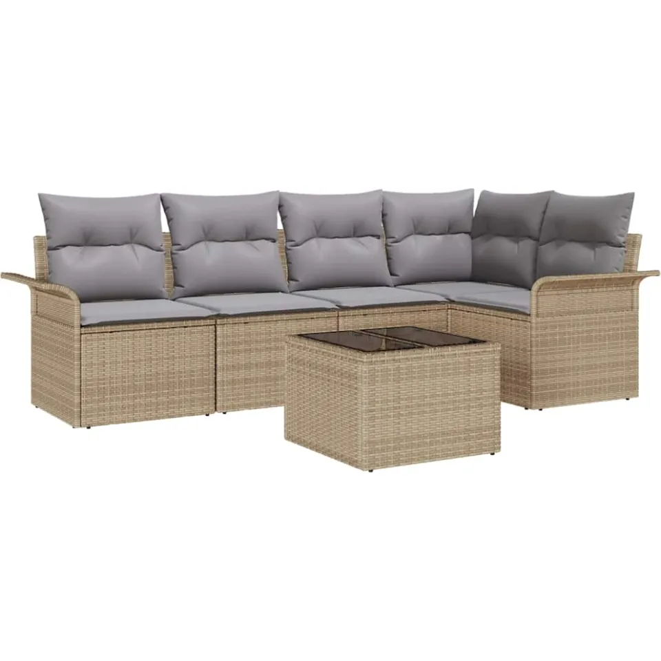 vidaXL Tuin Sofa Set 6 st Beige poly rattan