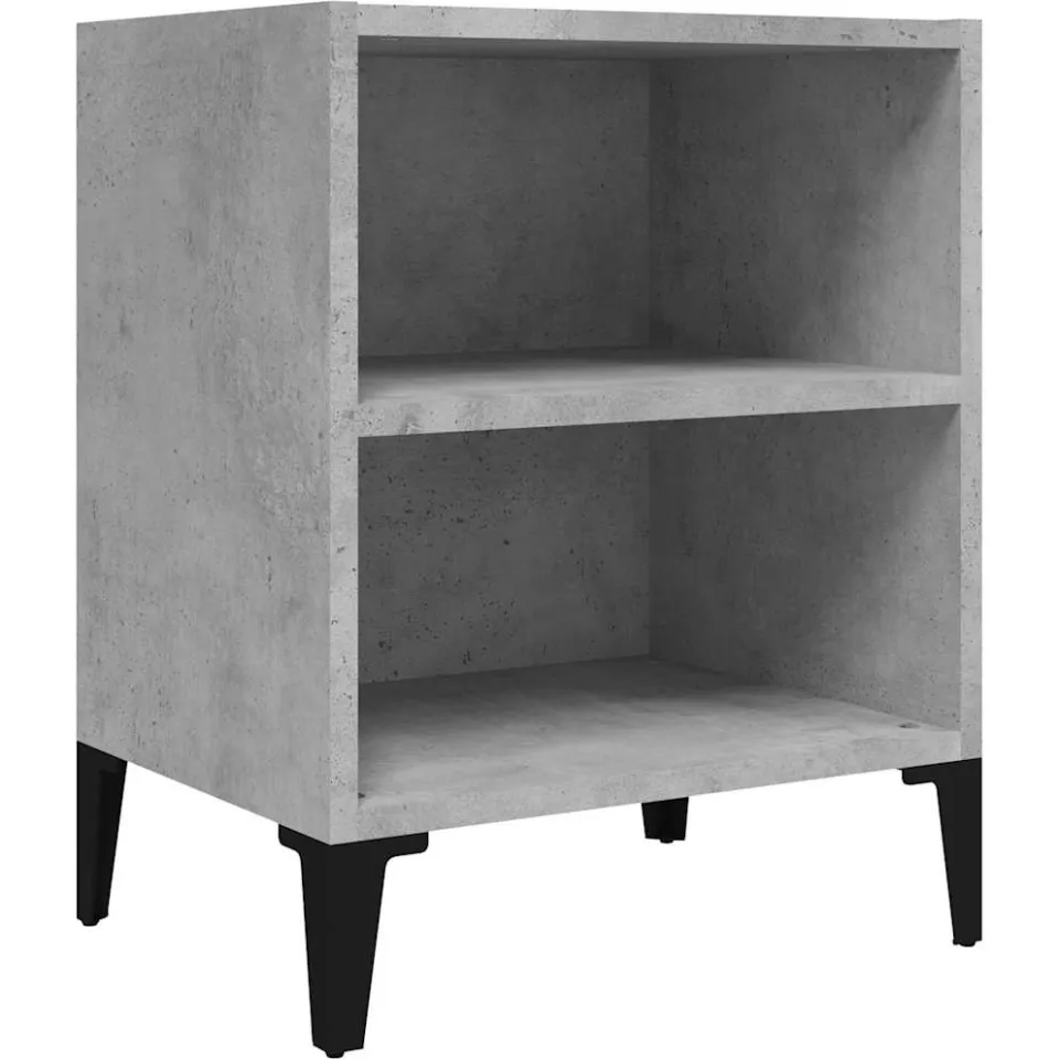 vidaXL Nachtkastje met metalen poten 40x30x50 cm betongrijs grijs, foto 3