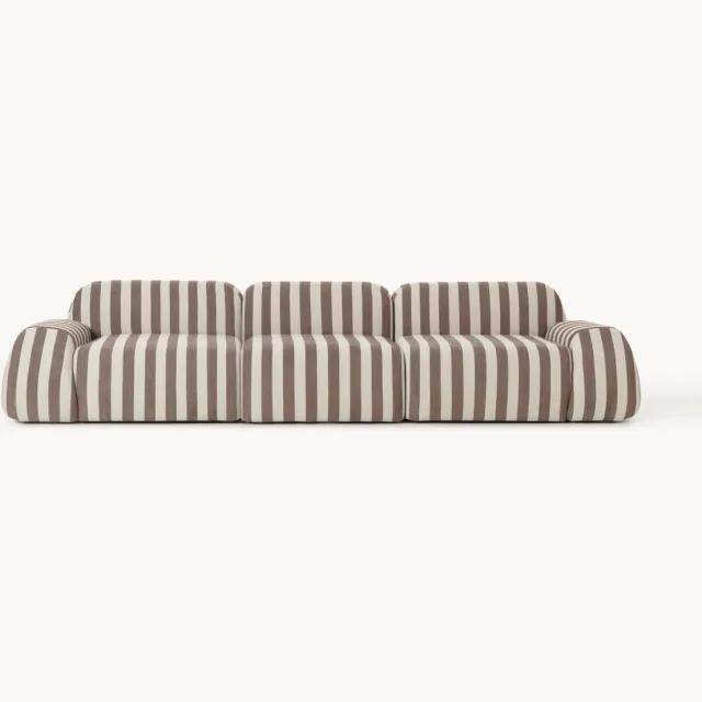 Westwing Collection Modulaire gestreepte bank Wolke (4-zits) Bruin