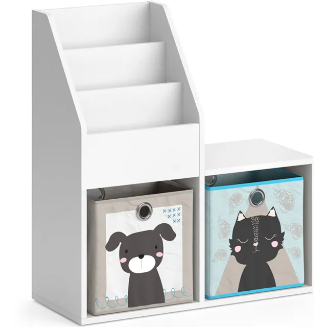 Vicco Luigi Kinderboekenkast – 30.9 x 79 cm Mini, met 2 vouwboxen opt.4 Wit