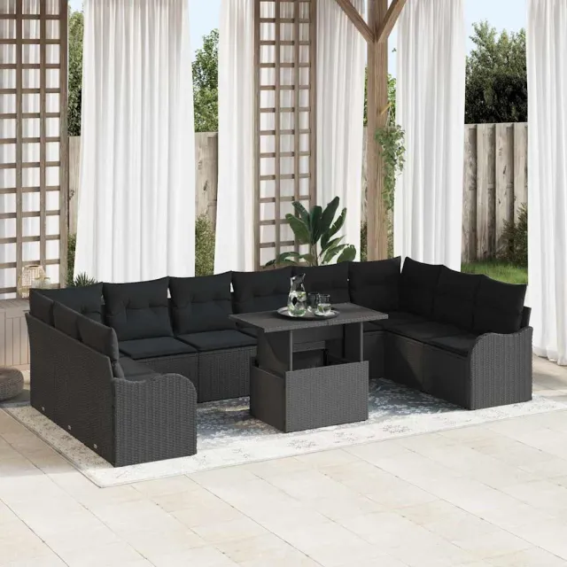 vidaXL Tuin Sofa Set 11 st Zwart Poly riet