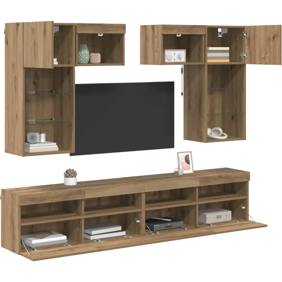 vidaXL TV Wandmeubels 6 st 100 x 30 x 40 cm Oud Hout Bruin