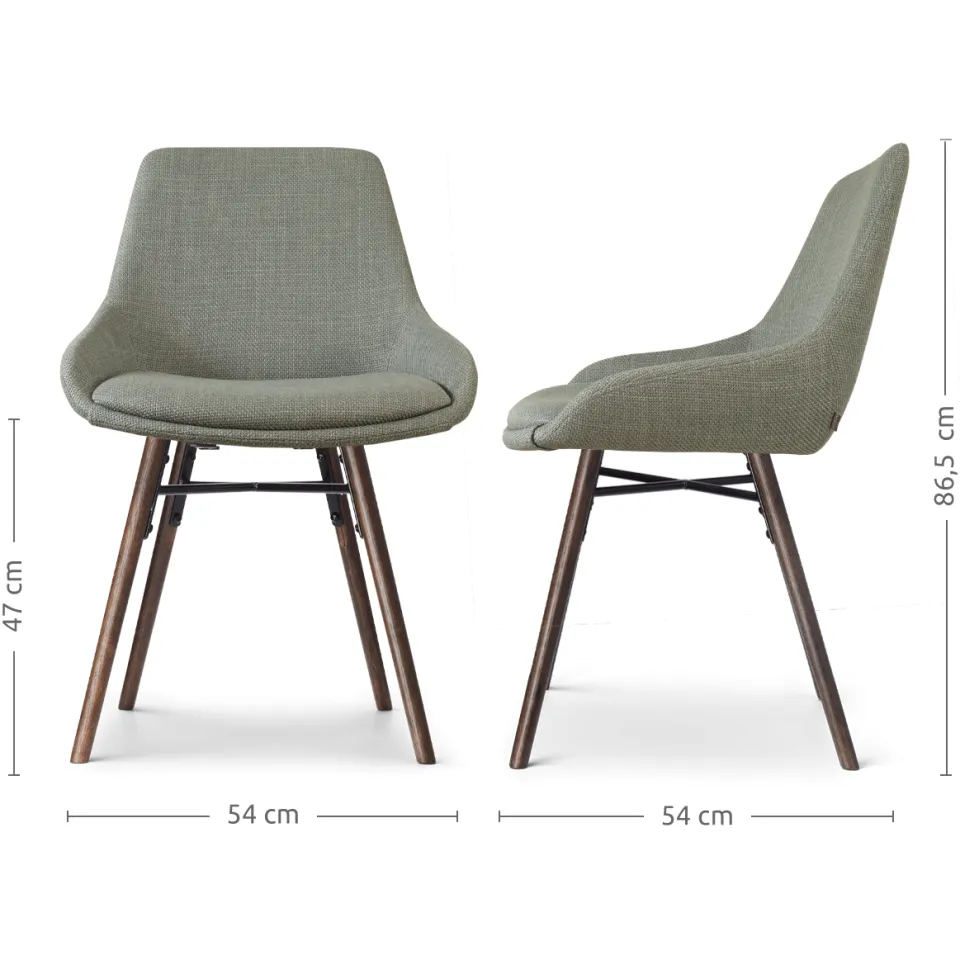 Nolon Nena-Isa eetkamerstoel saliegroen - walnoot houten onderstel, foto 3