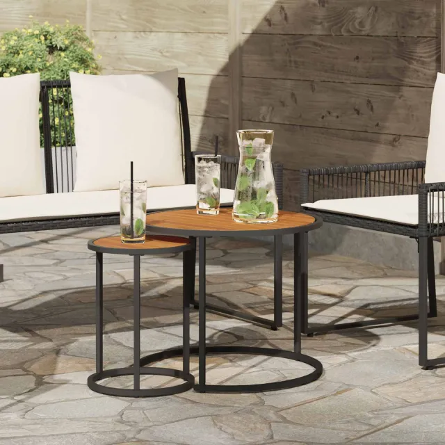vidaXL Koffietafel Set 2 st Naturel en Zwart 55 x 55 x 45 cm Bruin