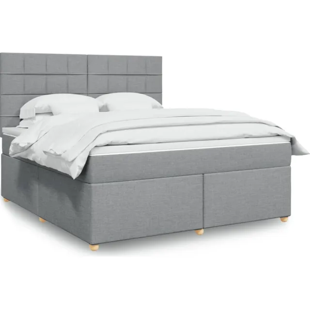 vidaXL Boxspring met matras stof lichtgrijs 180x200 cm grijs