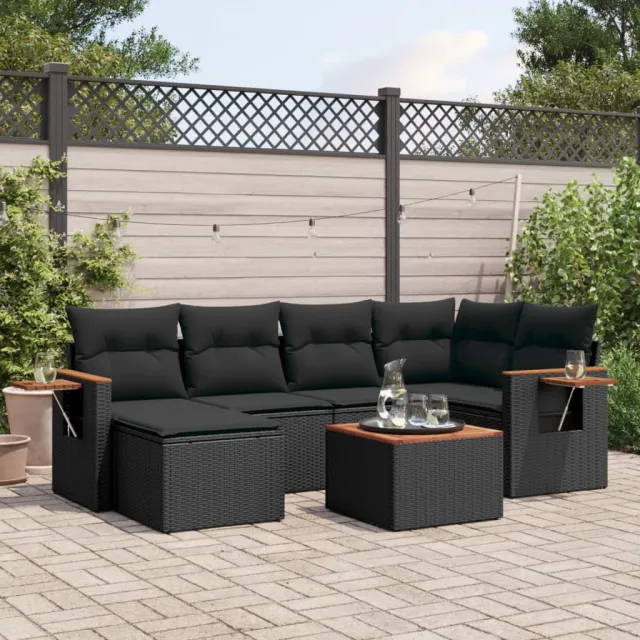 vidaXL Patio Sofa Set 7-zits Black, foto 2