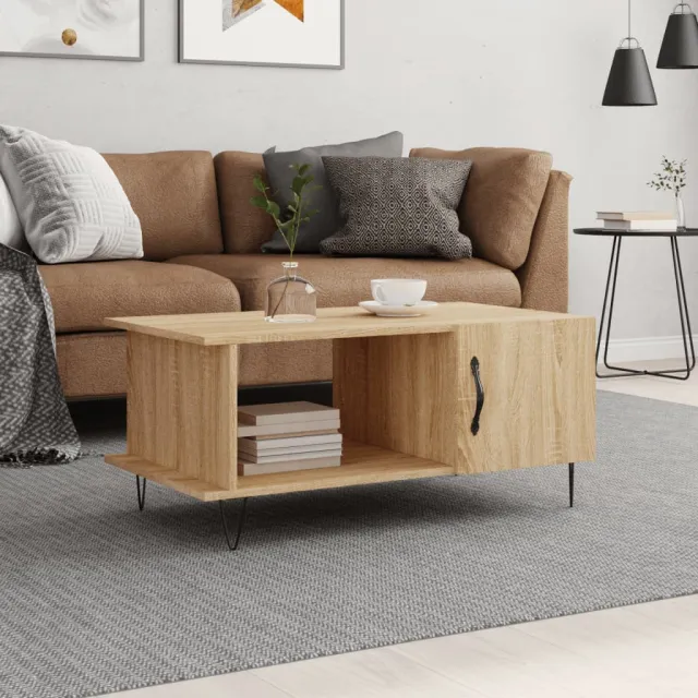 vidaXL Salontafel 90x50x40 cm bewerkt hout sonoma eikenkleurig Bruin