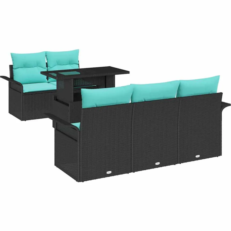 vidaXL Tuin Sofa Set 6 st 5-zits Zwart Polyrotan, foto 4