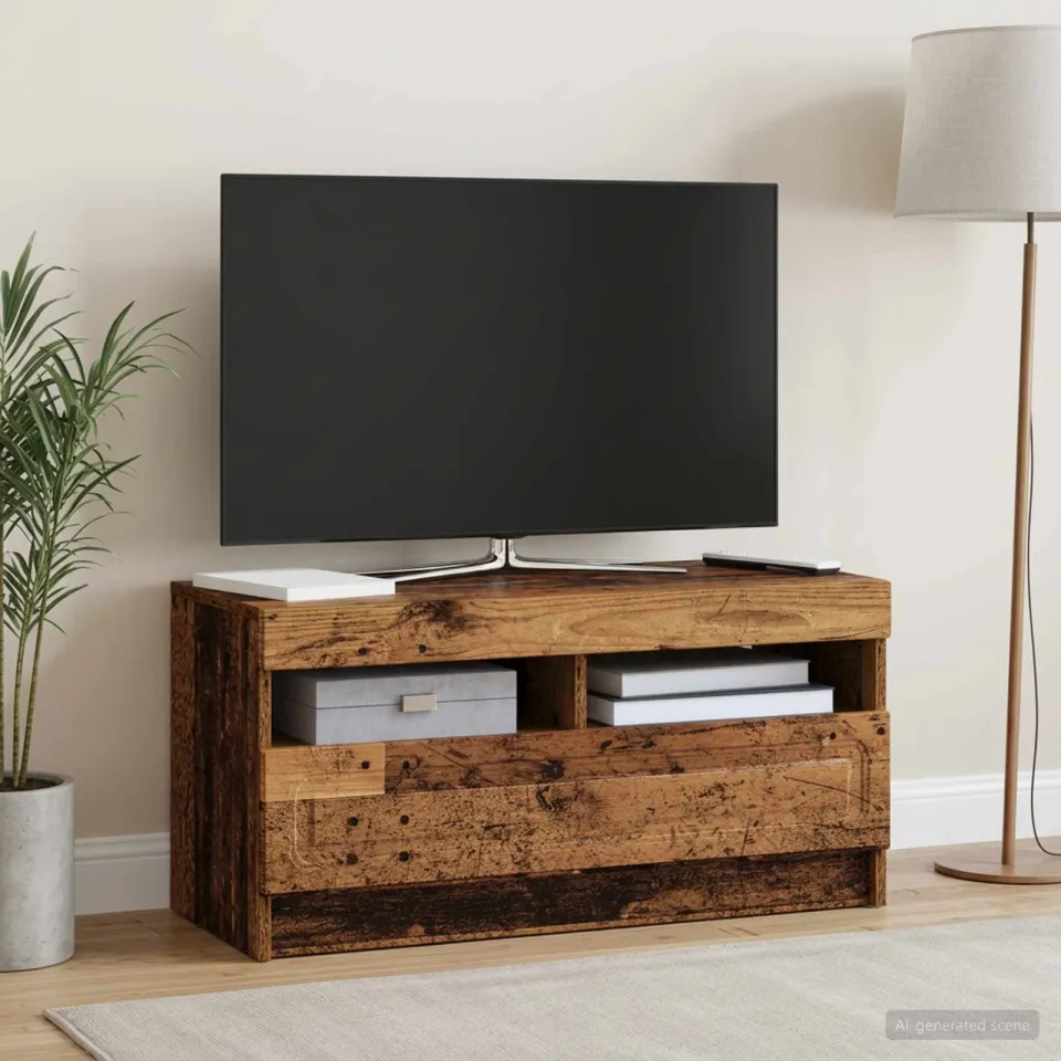 vidaXL LED tv-meubel Oud hout Bewerkt hout bruin, foto 4