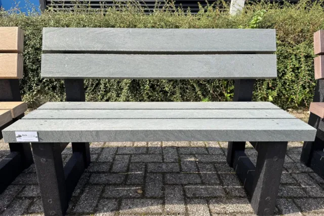 Rockwood® Parkbank Lounge Zwaar Kunststof - Mineral Grey 5cm dik 1.20m Naturel