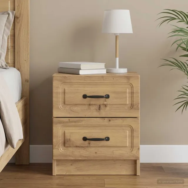 vidaXL Nachtkastje Artisanaal eiken 43 x 34,5 x 44,5 cm Bewerkt hout, foto 2