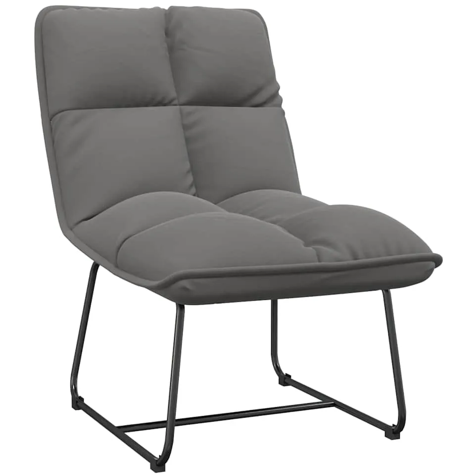 vidaXL Loungestoel met metalen frame fluweel lichtgrijs grijs, foto 3