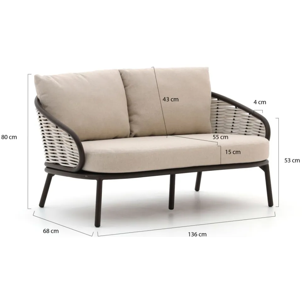 Apple Bee Pine Key/Tonga stoel-bank loungeset 5-delig 6-zits taupe, foto 3