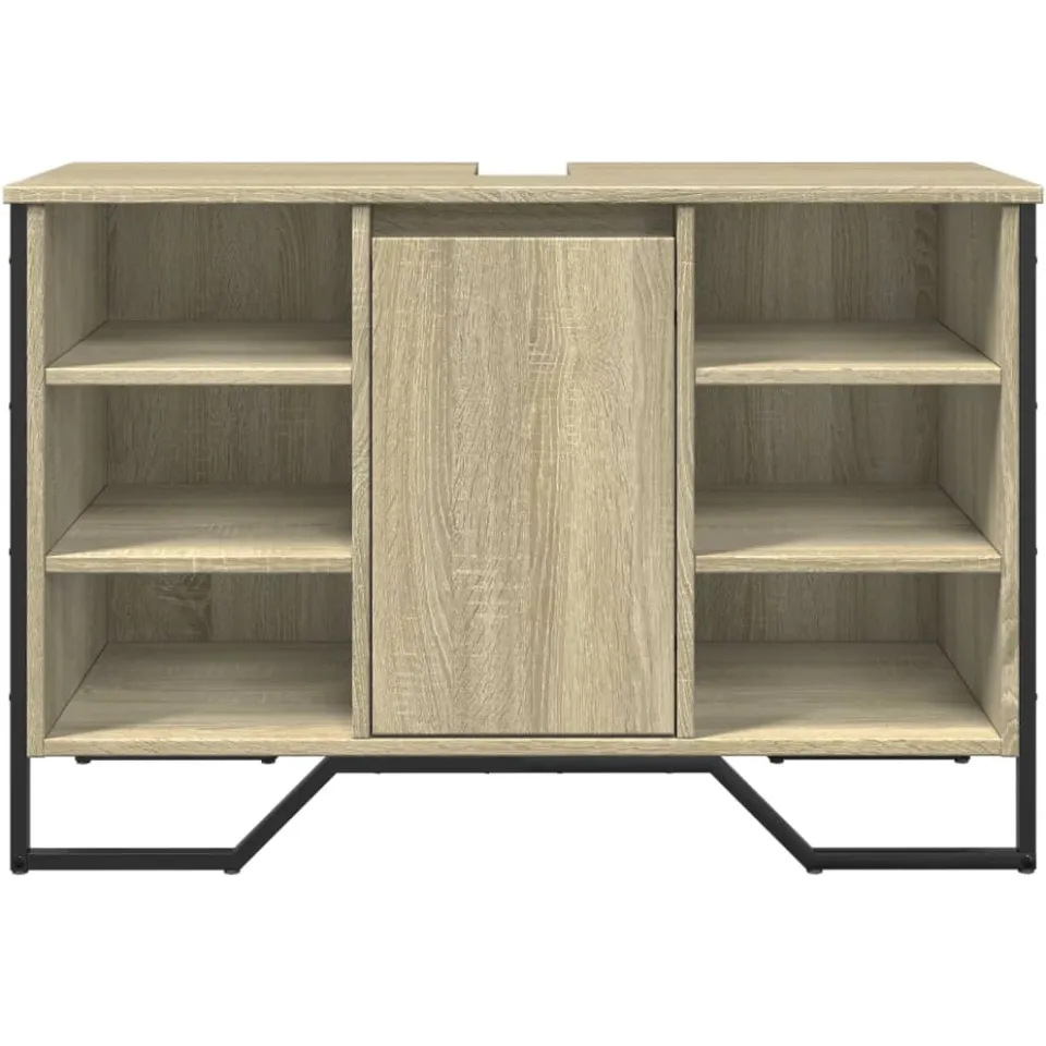 vidaXL Wastafelkast 91x35x60 cm bewerkt hout sonoma eikenkleurig, foto 4