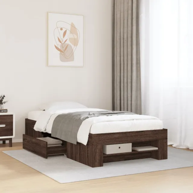 vidaXL Bedframe zonder matras bewerkt hout bruin eikenkleur 100x200 cm