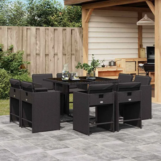 vidaXL 9-delige Tuinset poly rattan zwart, foto 2