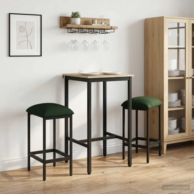 vidaXL Barkruk 2 st Donkergroen 40 x 32 x 74 cm Bewerkt hout groen, foto 2